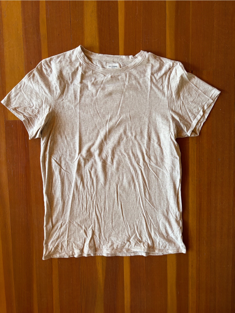 Octobre Editions Men’s Large Cotton Linen T-Shirt Oatmeal Beige